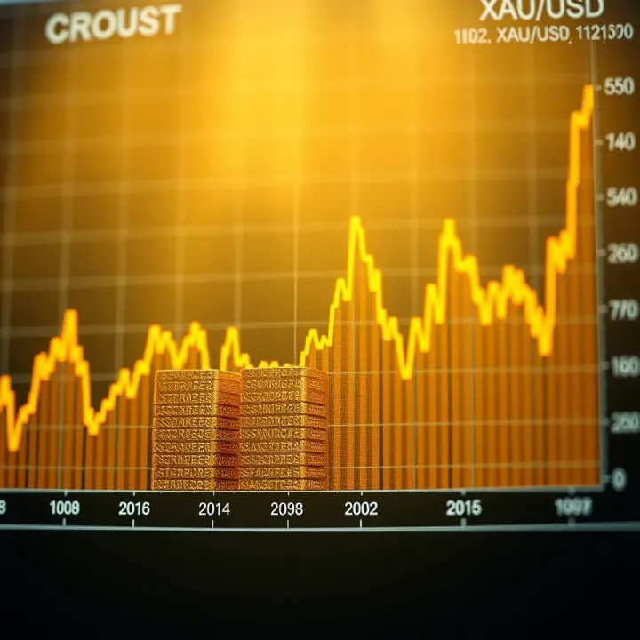 Graph showing the price fluctuations of gold against the US dollar in Forex trading