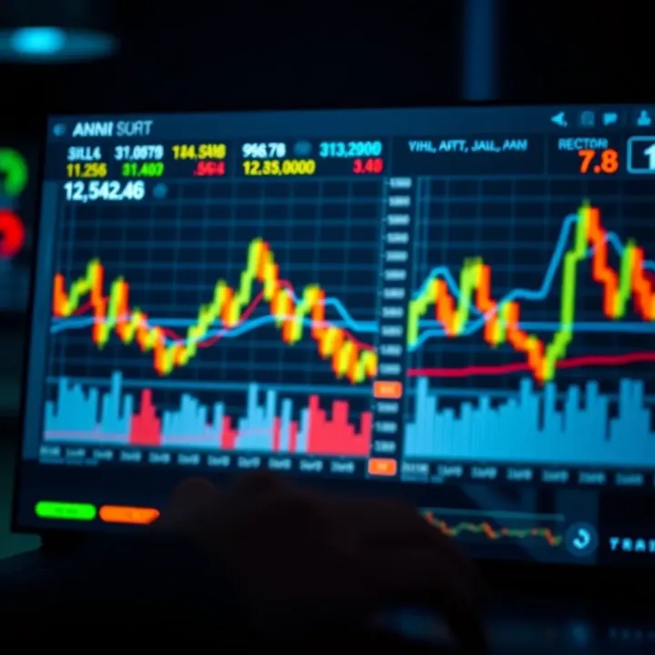 Digital interface showing automated binary trading software graphs and analytics