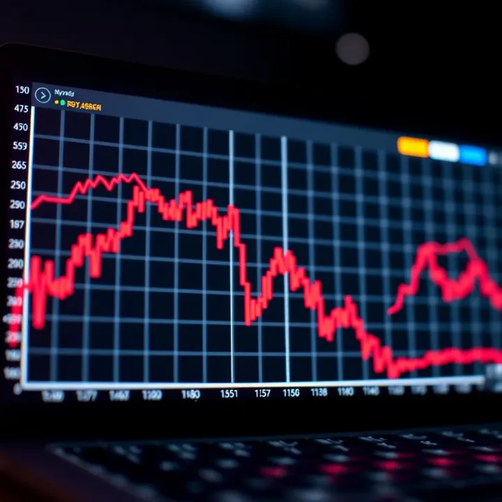 Graph showing upward and downward trends representing binary trading outcomes