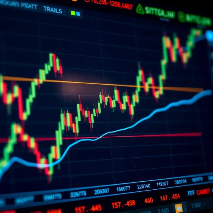 Graph showcasing Bitcoin price fluctuations with highlighted technical indicators