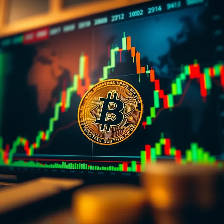 Graph showing Bitcoin price movements and market trends with technical indicators