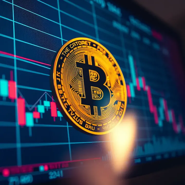 Graph showing Bitcoin price fluctuations with market trend lines and indicators