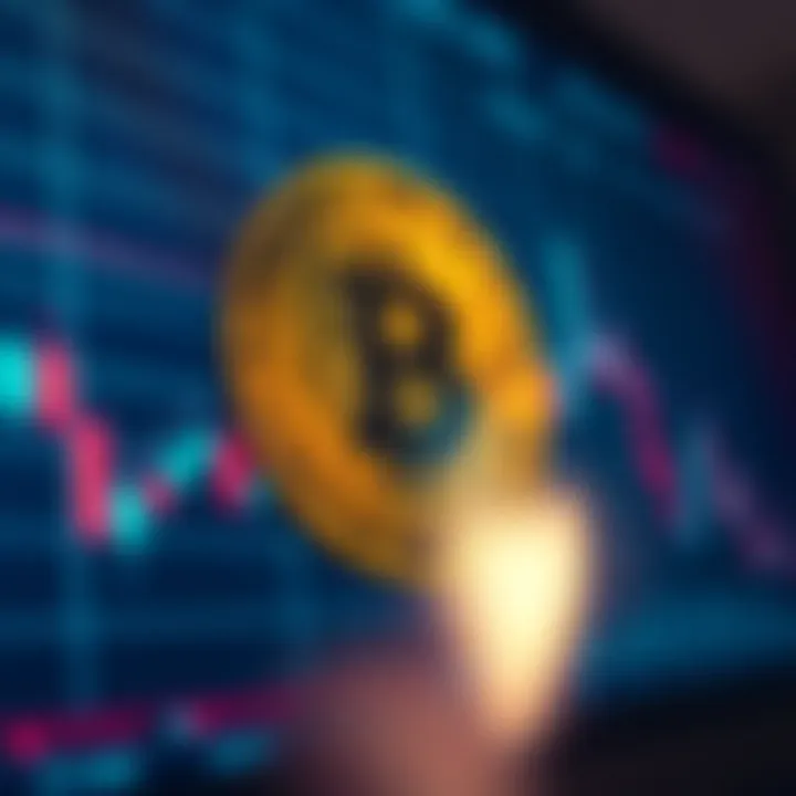 Graph showing Bitcoin price fluctuations with market trend lines and indicators