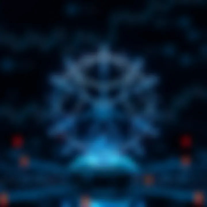 Conceptual illustration of blockchain technology and Cardano ecosystem development