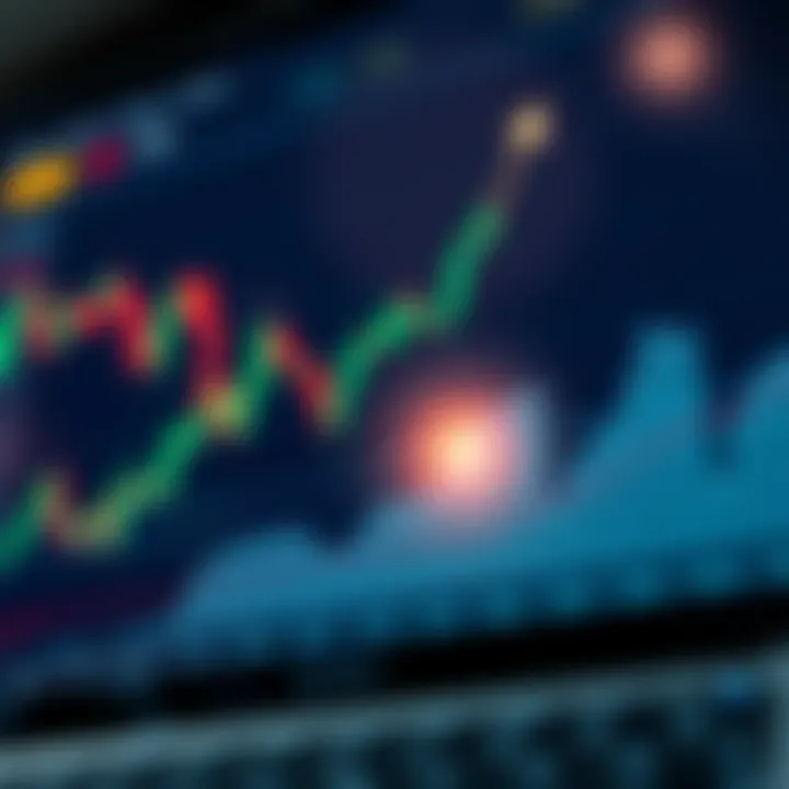 Graph displaying financial market trends with upward movement on Quotex platform interface