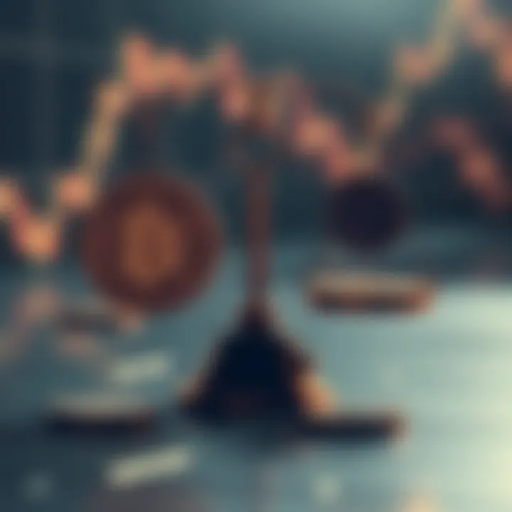 Conceptual illustration of cryptocurrency risk and reward balance
