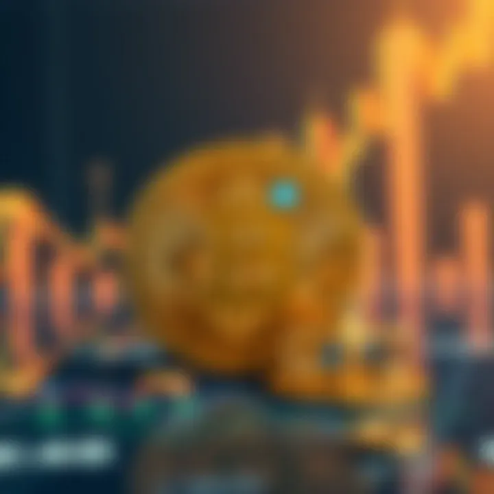 Conceptual illustration of digital currency with regulatory symbols and news impact icons