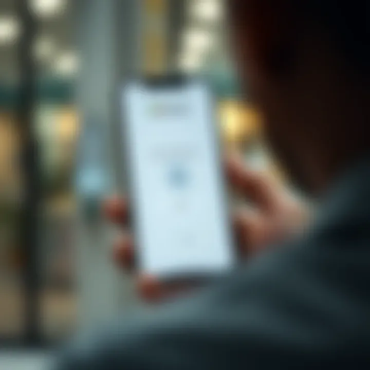 Mobile phone displaying the Quotex application interface with secure login screen