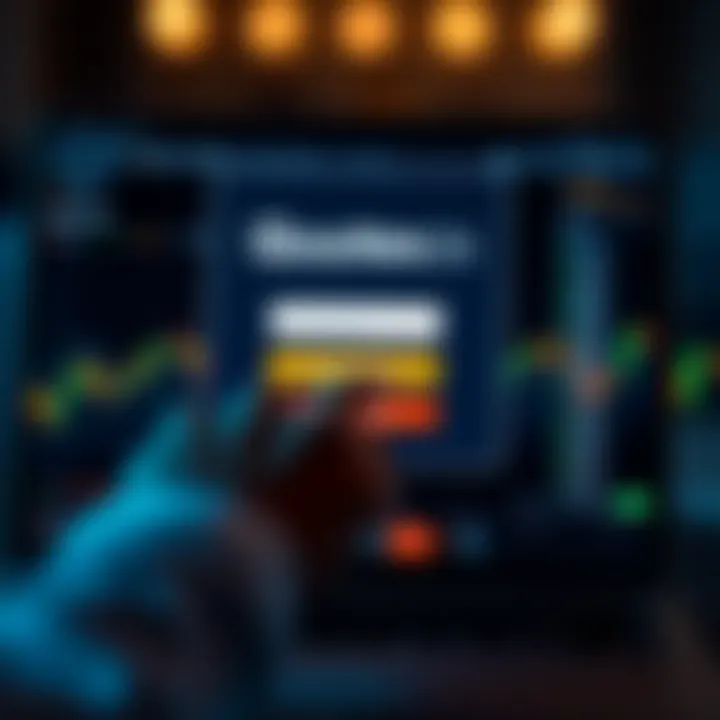 User entering login credentials on a secure digital trading platform interface