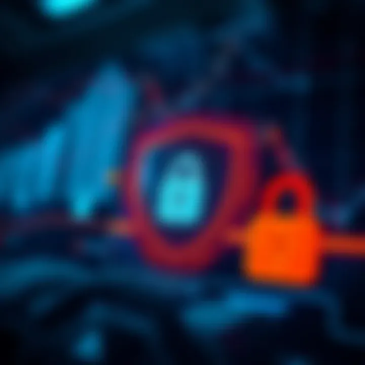 Illustration of data protection with shield and lock icons representing account recovery and security measures