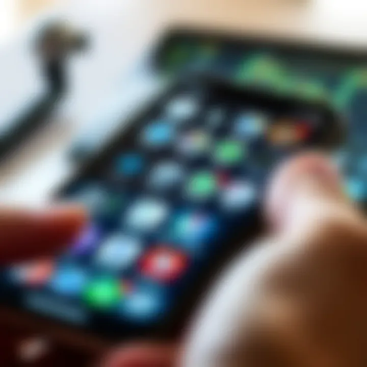 Smartphone screen featuring various financial trading apps icons and notifications