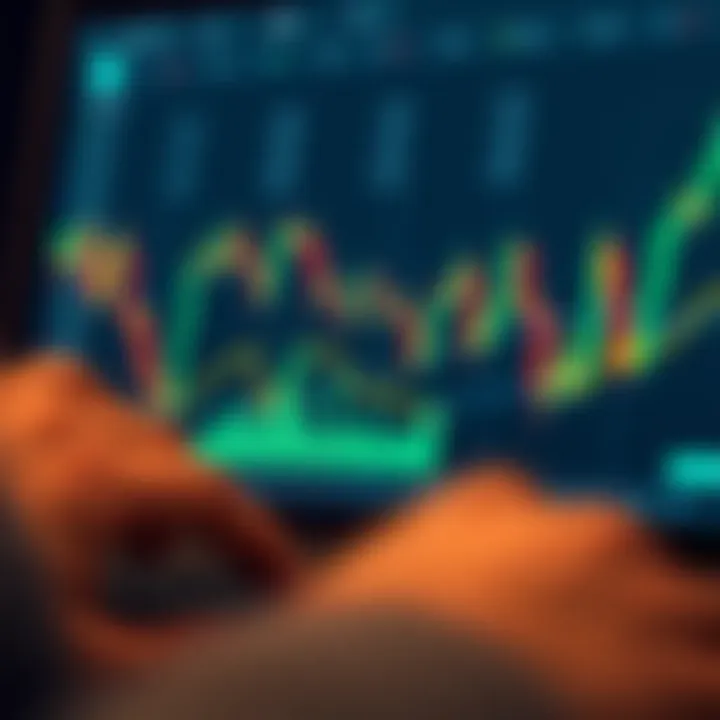 Graph showing investment performance and market trends on a digital trading platform