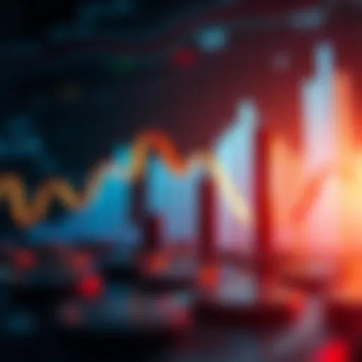 Graph showing upward trend in cryptocurrency value with abstract digital background