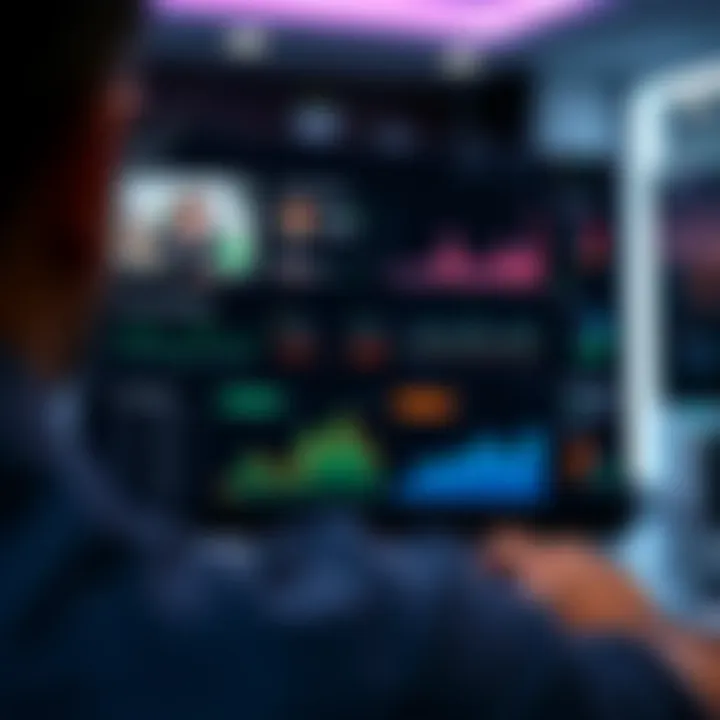 Interface showing live streaming dashboard with real-time analytics and viewer engagement metrics