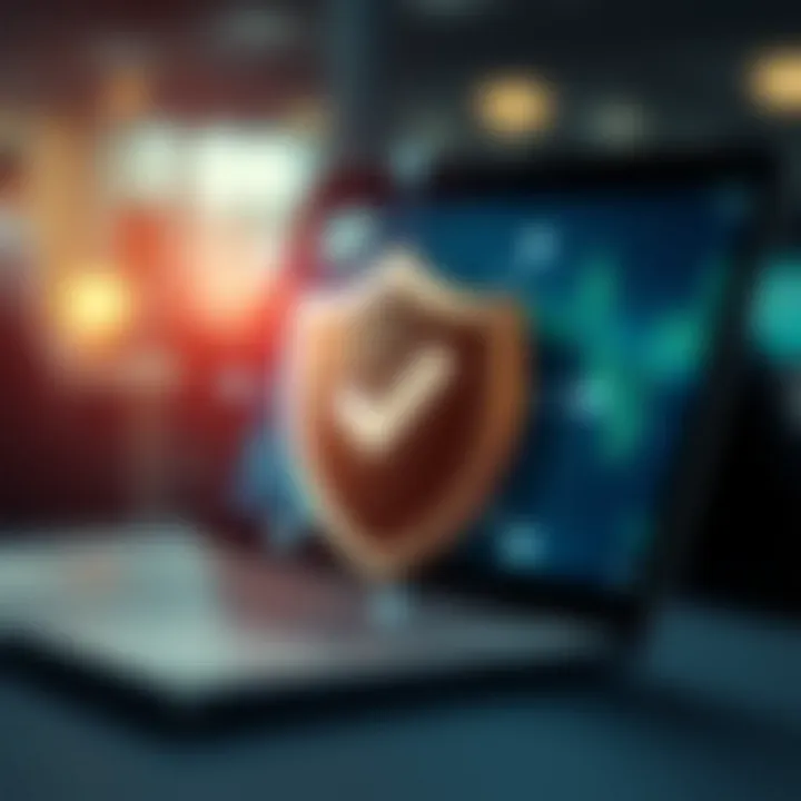 Illustration of security shield with checkmark symbolizing protection of online accounts