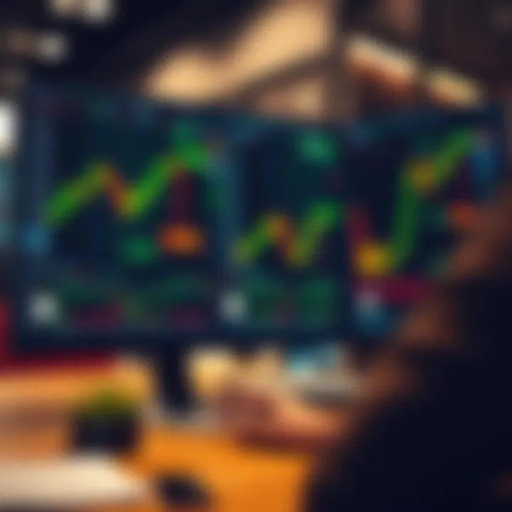 Interface of Quotex trading platform showing binary options charts and trading tools