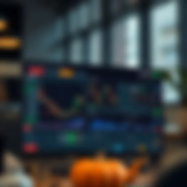 Interface of Quotex demo account displaying trading options and chart analytics