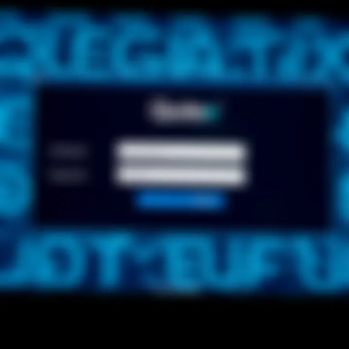 Secure login interface of Quotex platform showing username and password fields