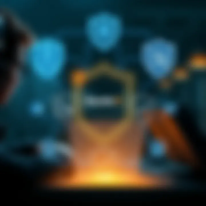 Illustration depicting secure transactions with digital shields and payment method icons