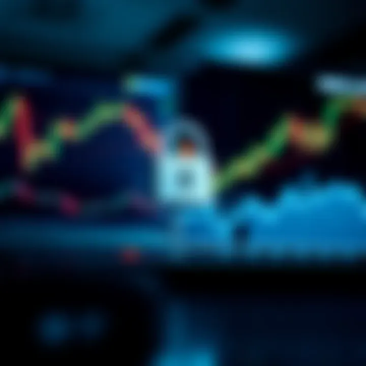 Secure Trading Environment on Deriv.com Illustration of secure online trading with Deriv.com featuring lock symbol and financial graphs