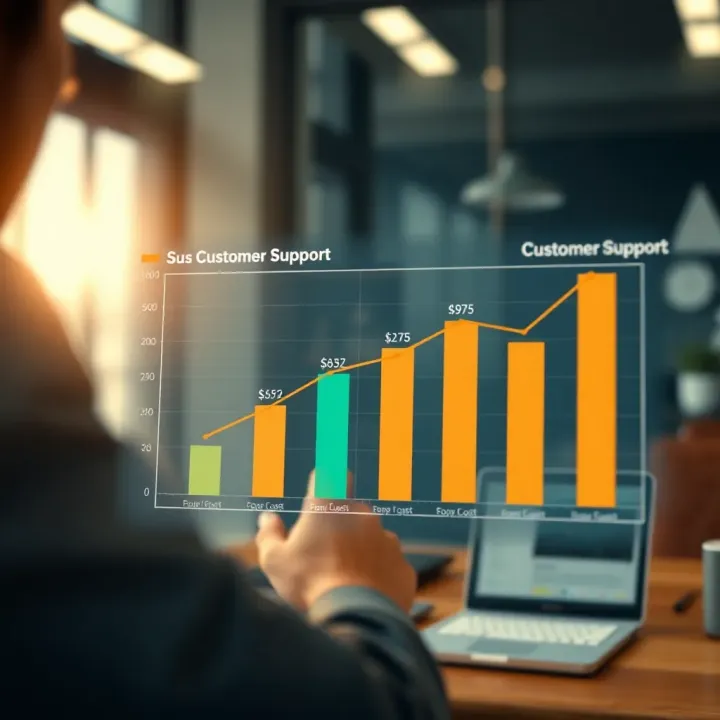 Graphical representation comparing costs and customer support ratings of brokerage firms