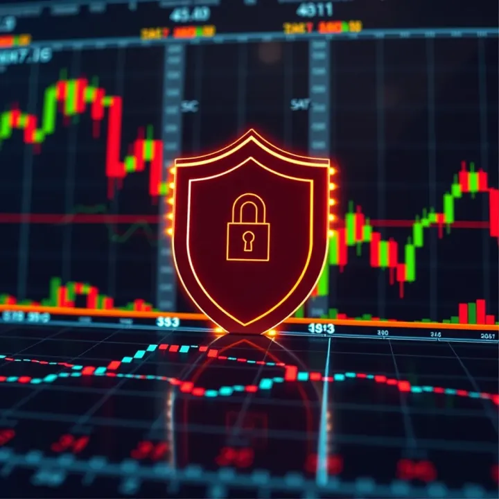 Secure digital shield symbol overlaying financial graphs representing safe Forex trading practices