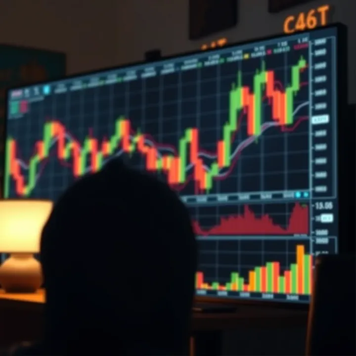 Chart showing classic technical analysis patterns like head and shoulders and double tops