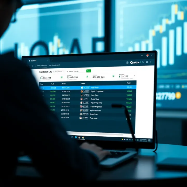 Interface displaying Quotex platform's login records for user activity tracking