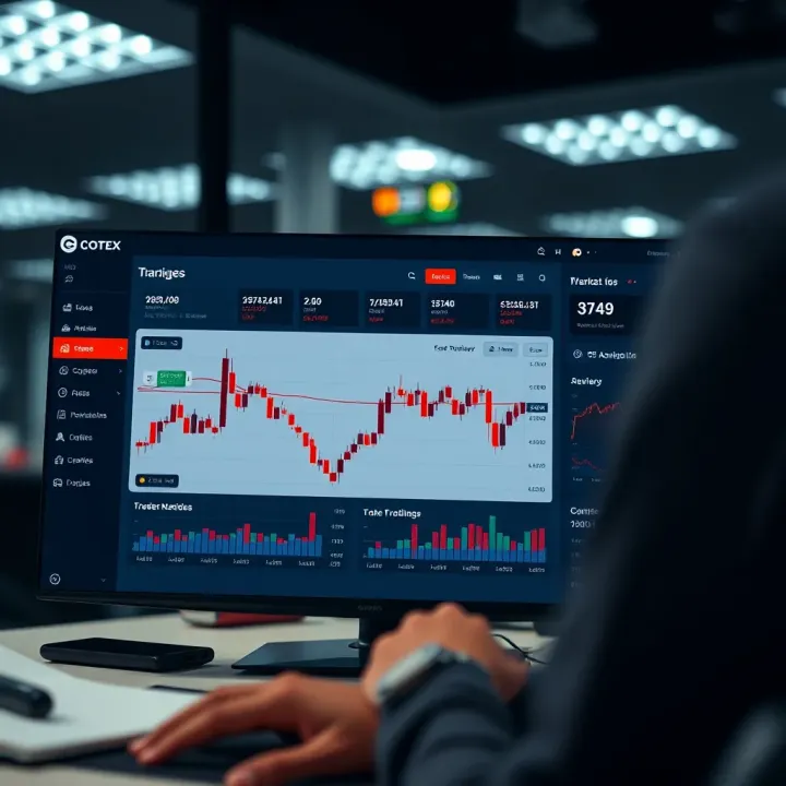 Dashboard of Cotex Corretora platform showing investment options and market data