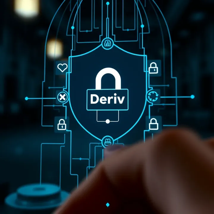 Visual representation of security features protecting Deriv account login