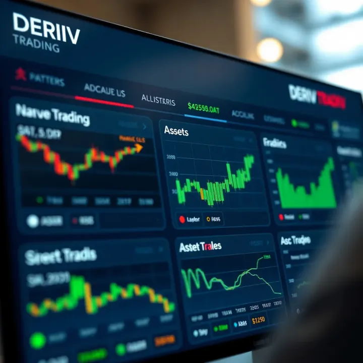 Overview of Deriv Trading platform interface showing various financial charts and asset options