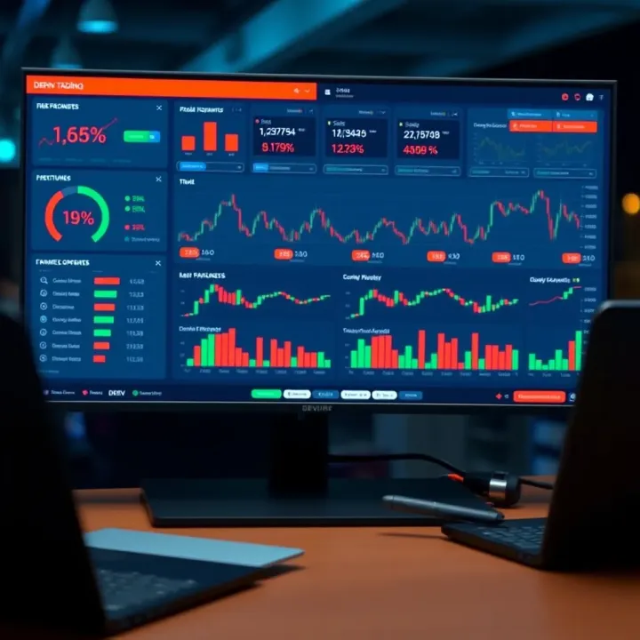 Illustration of risk management tools and strategy options available on Deriv Trading