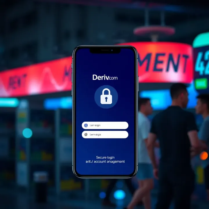 Illustration of secure login and account management features on Deriv.com app for Brazilian traders