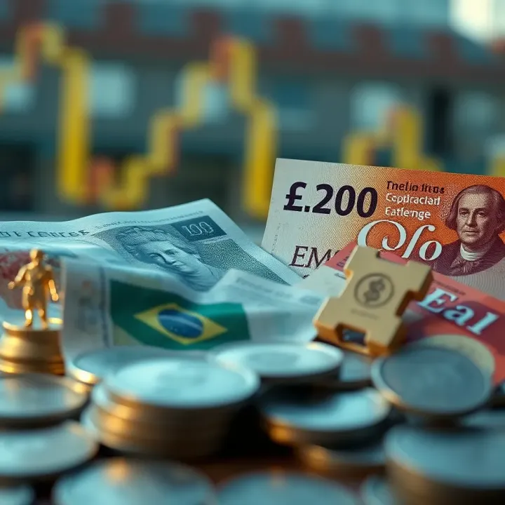 Visual representation of economic factors affecting British Pound and Brazilian Real currency exchange