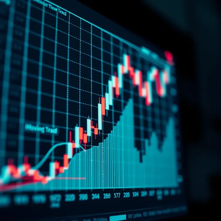 Graph showing ascending trend with moving average overlay indicating a trading signal