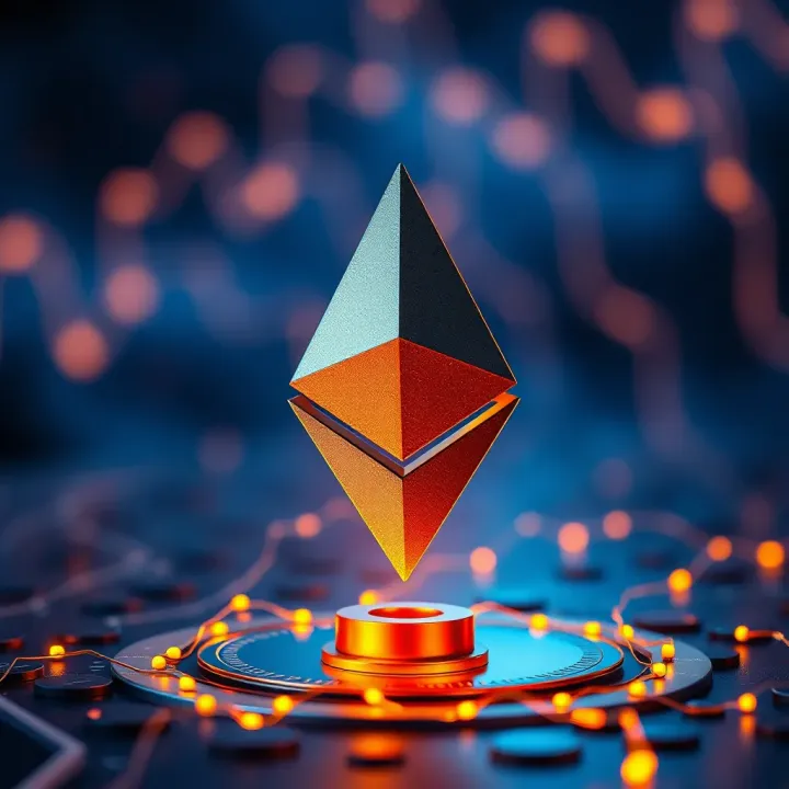 Conceptual illustration of Ethereum blockchain technology and future projections