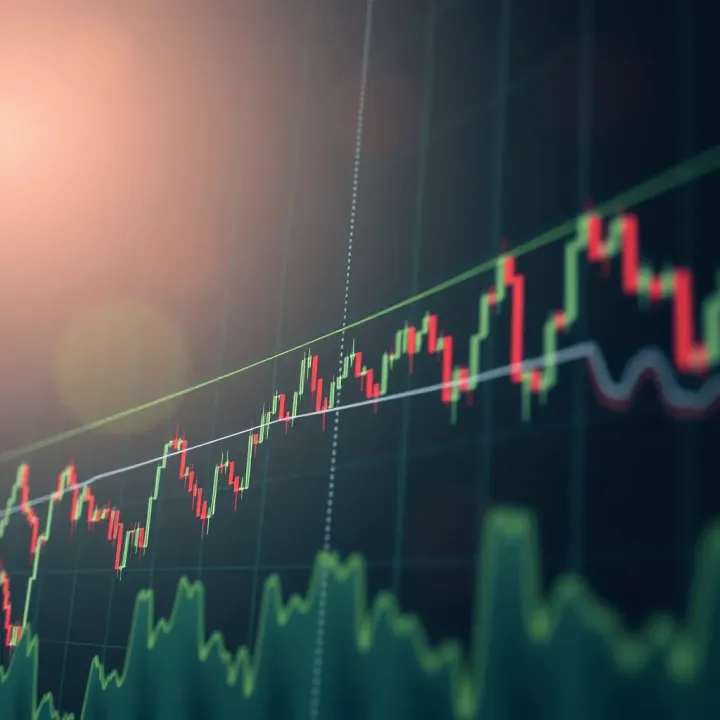 Graph showing Ethereum price fluctuations with upward and downward trends