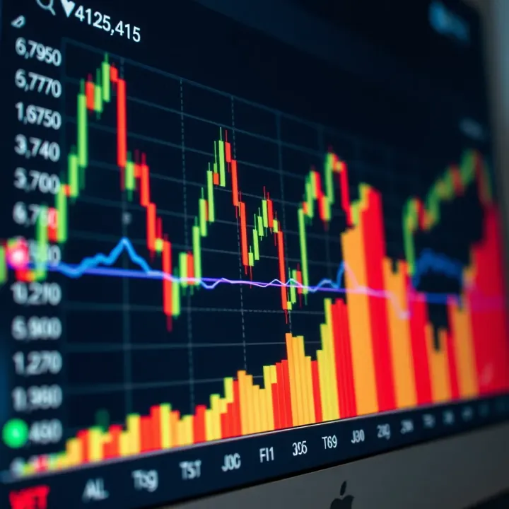 Financial graph displaying trading performance with various currency pairs and data points