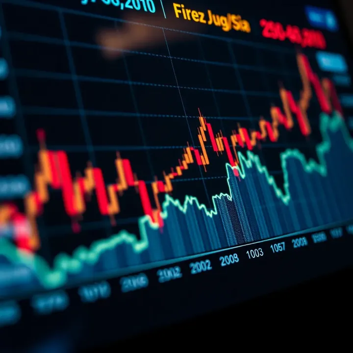 Graph showing currency exchange rates fluctuating over time