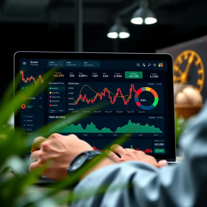 Interface displaying key features and options of QuotoX software dashboard