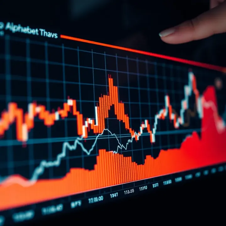 Graph showing the impact of Google Alphabet shares on financial market trends