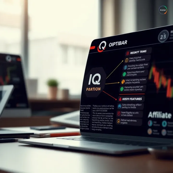 Diagram illustrating the benefits and key features of the IQ Option Affiliate Program