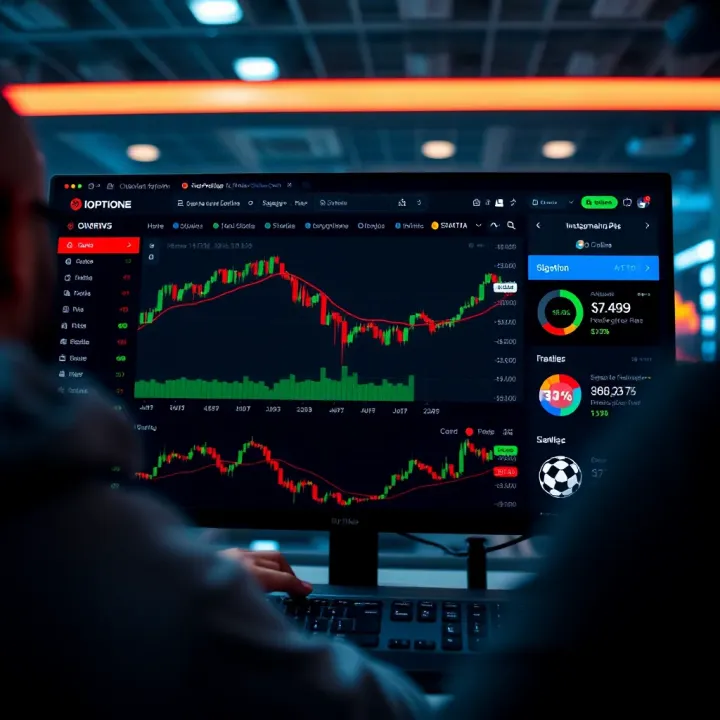 User interface of Iq Option showcasing investment options and trading tools in Portuguese