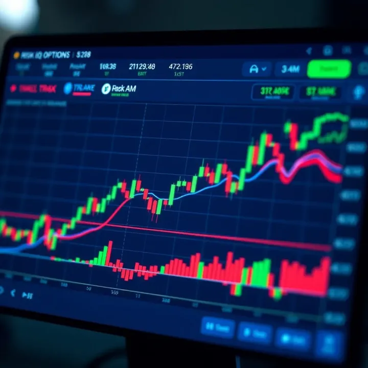 Graph illustrating risk management strategies and investment trends on a digital trading screen