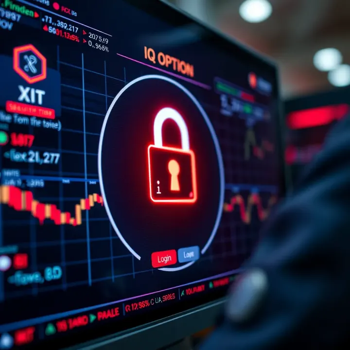Secure login screen highlighting encryption and security features of IQ Option