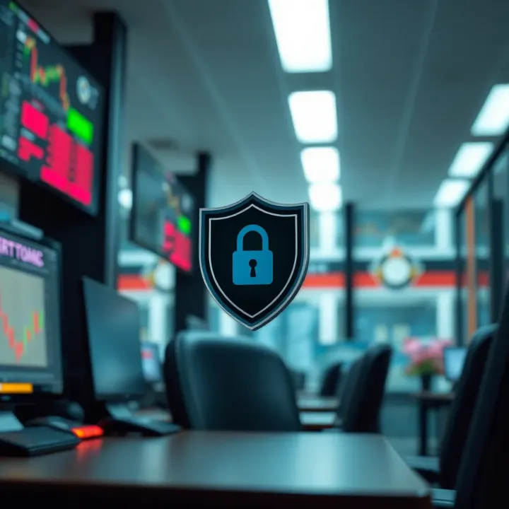 Security features and regulatory badges associated with IQ Option Traderoom platform