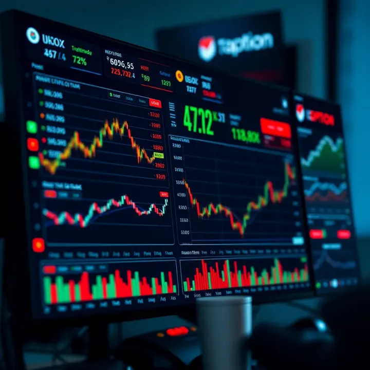 Dashboard overview of IQ Option trading platform showing various financial assets and real-time price charts