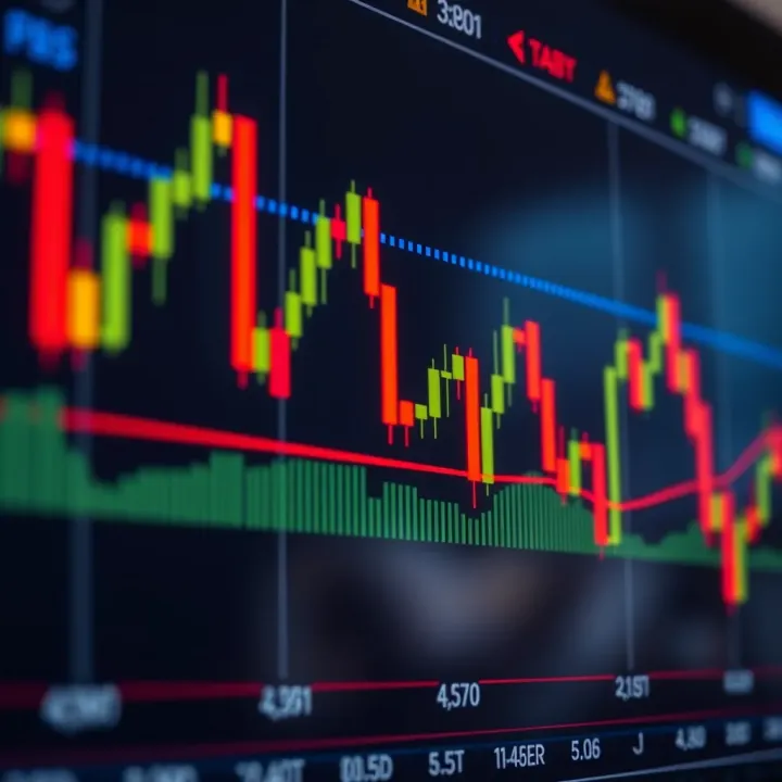 Candlestick chart with RSI and MACD indicators highlighting market momentum and entry points