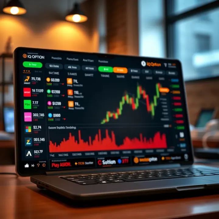 User interface displaying various financial assets and trading options on an online platform