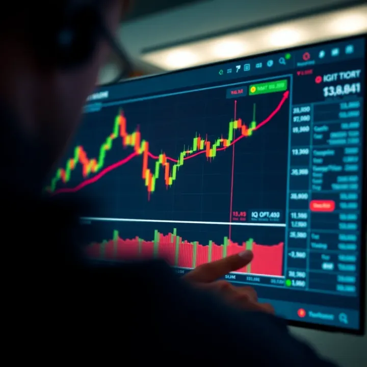 Graph showcasing trading strategies and performance metrics on IQ Option application